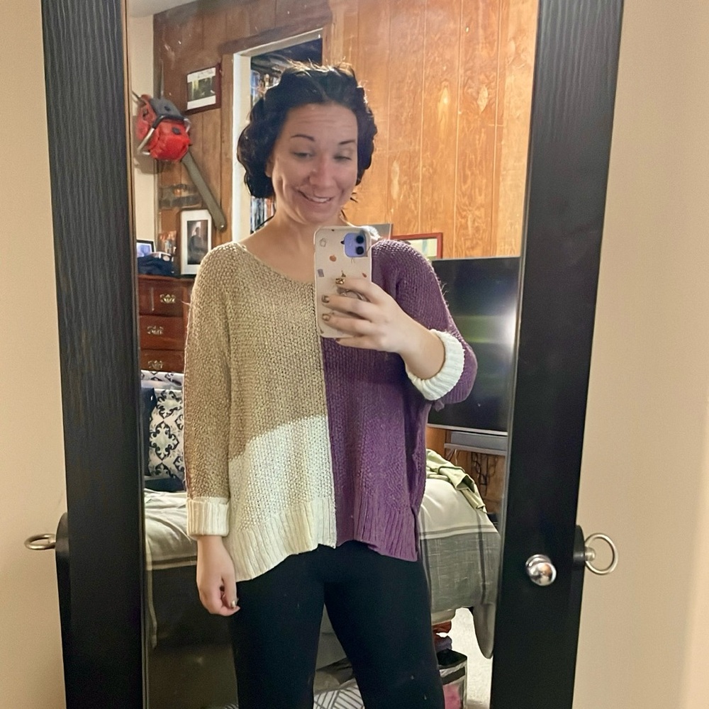 Ee:some color block knit top